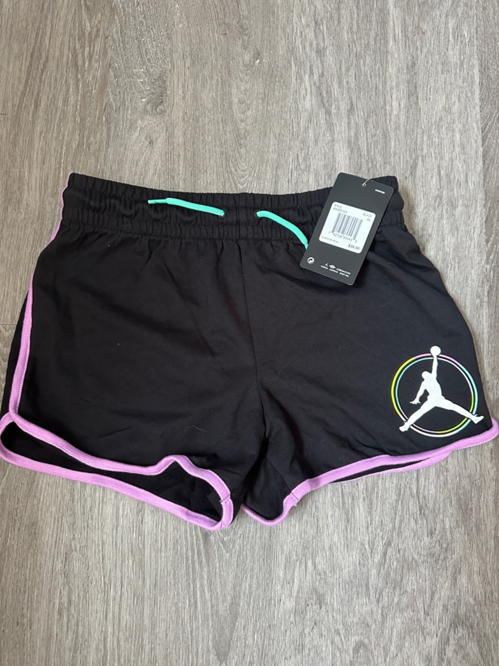 Jordan | Black Athletic Shorts with Colorful Accents | Size Girls XL - NWT!